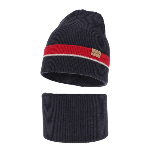 Set autunno/primavera bambino: berretto e scaldacollo, con cotone, blu, Antonio