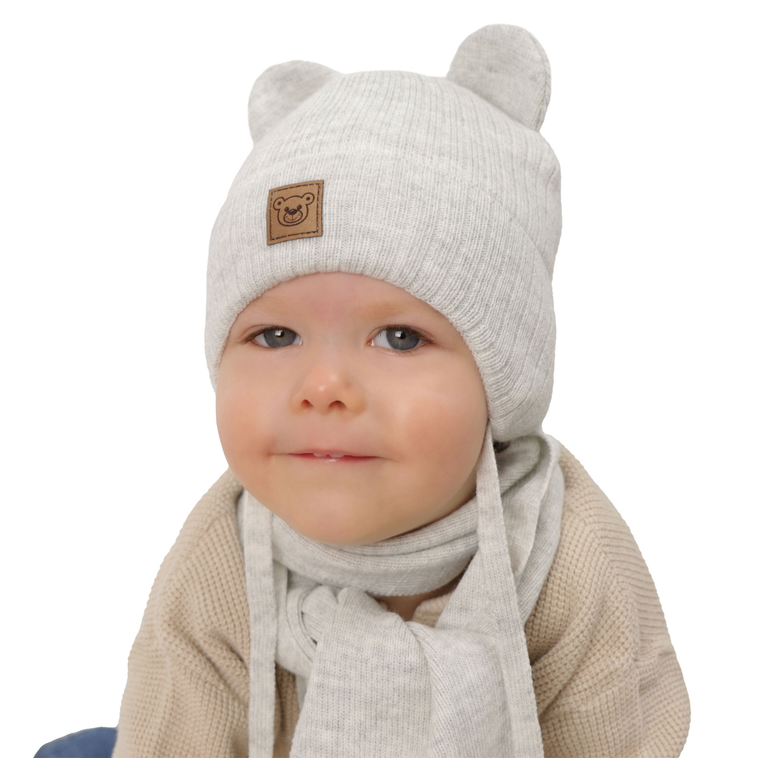 Set invernale bambino: berretto e sciarpa, azzurro, con lacci, Anthony