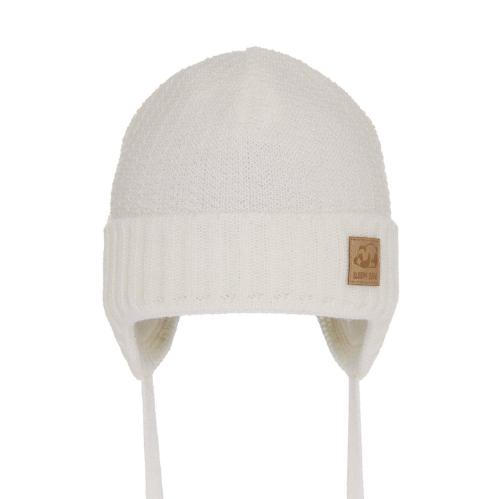 Berretto autunno/primavera bambino, crema, con lacci, Todi