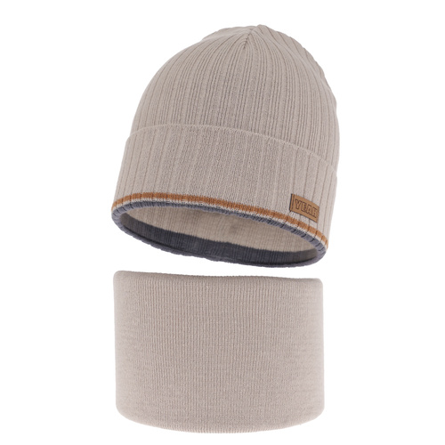 Set autunno/primavera bambino: berretto e scaldacollo, con cotone, beige, London