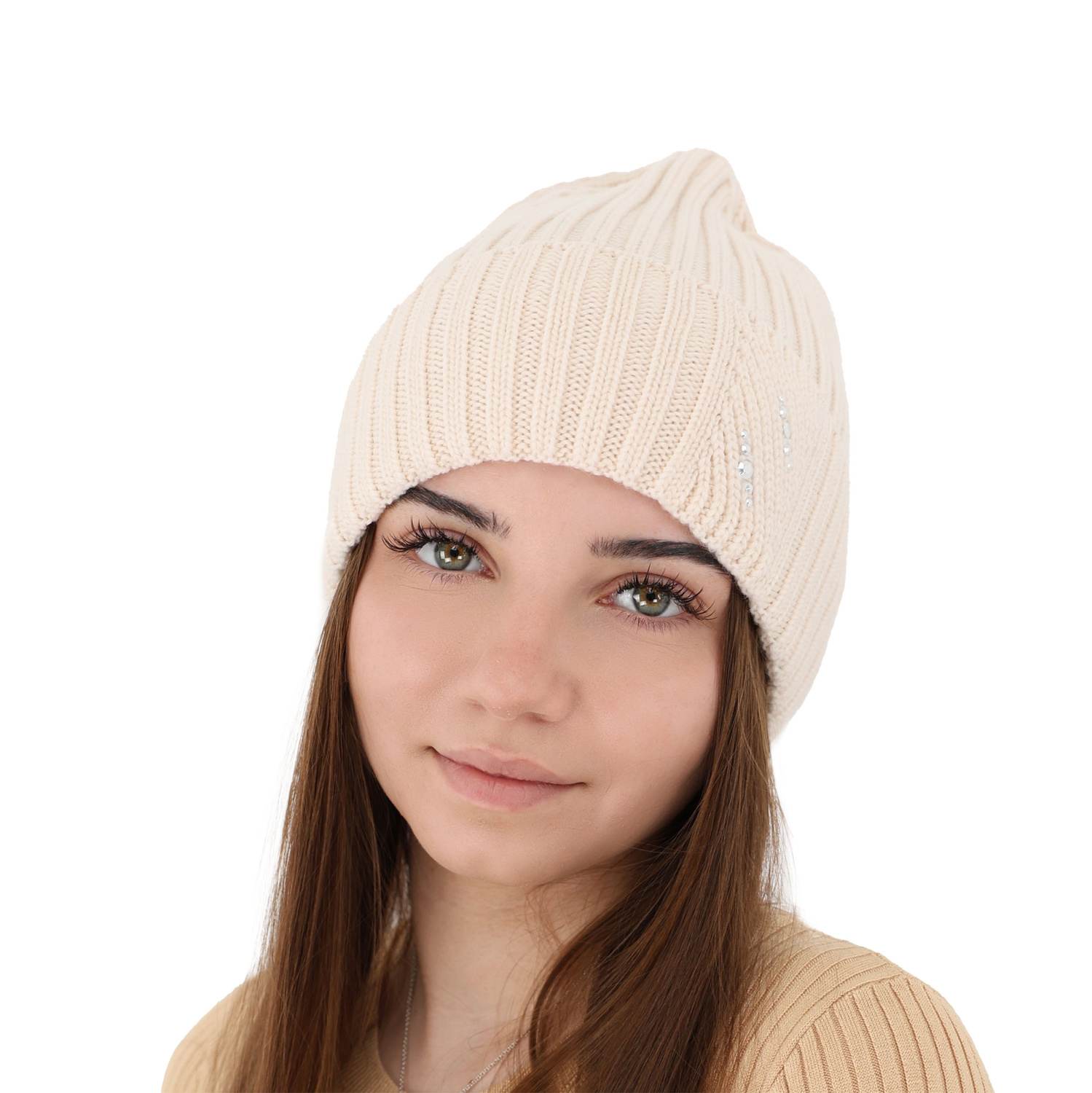 Berretto invernale donna, viola, 100% Lana Merino, Ariga