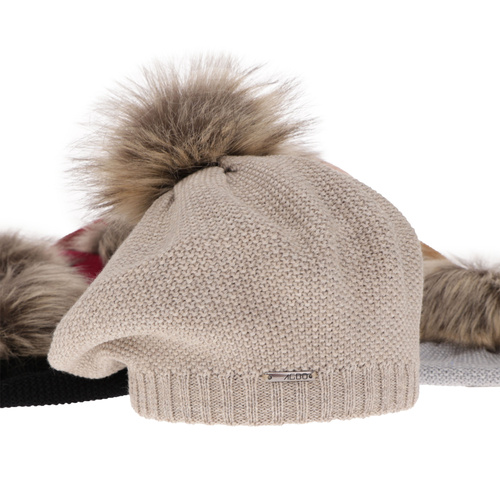 Berretto invernale donna, beige, 100% Lana Merino, Bonnie