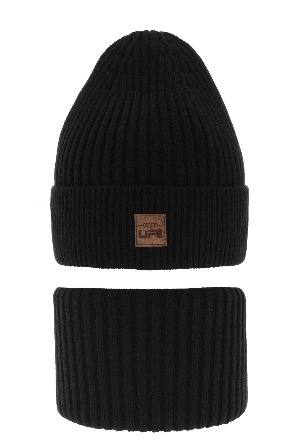 Set invernale bambino: berretto e scaldacollo, nero, Basilio