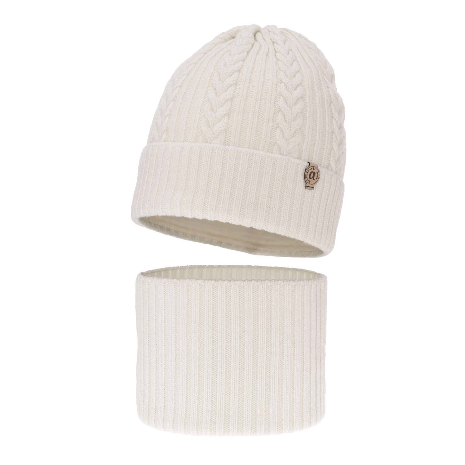 Set invernale bambina: berretto e scaldacollo, bianco, 100% Lana Merino, Jenny