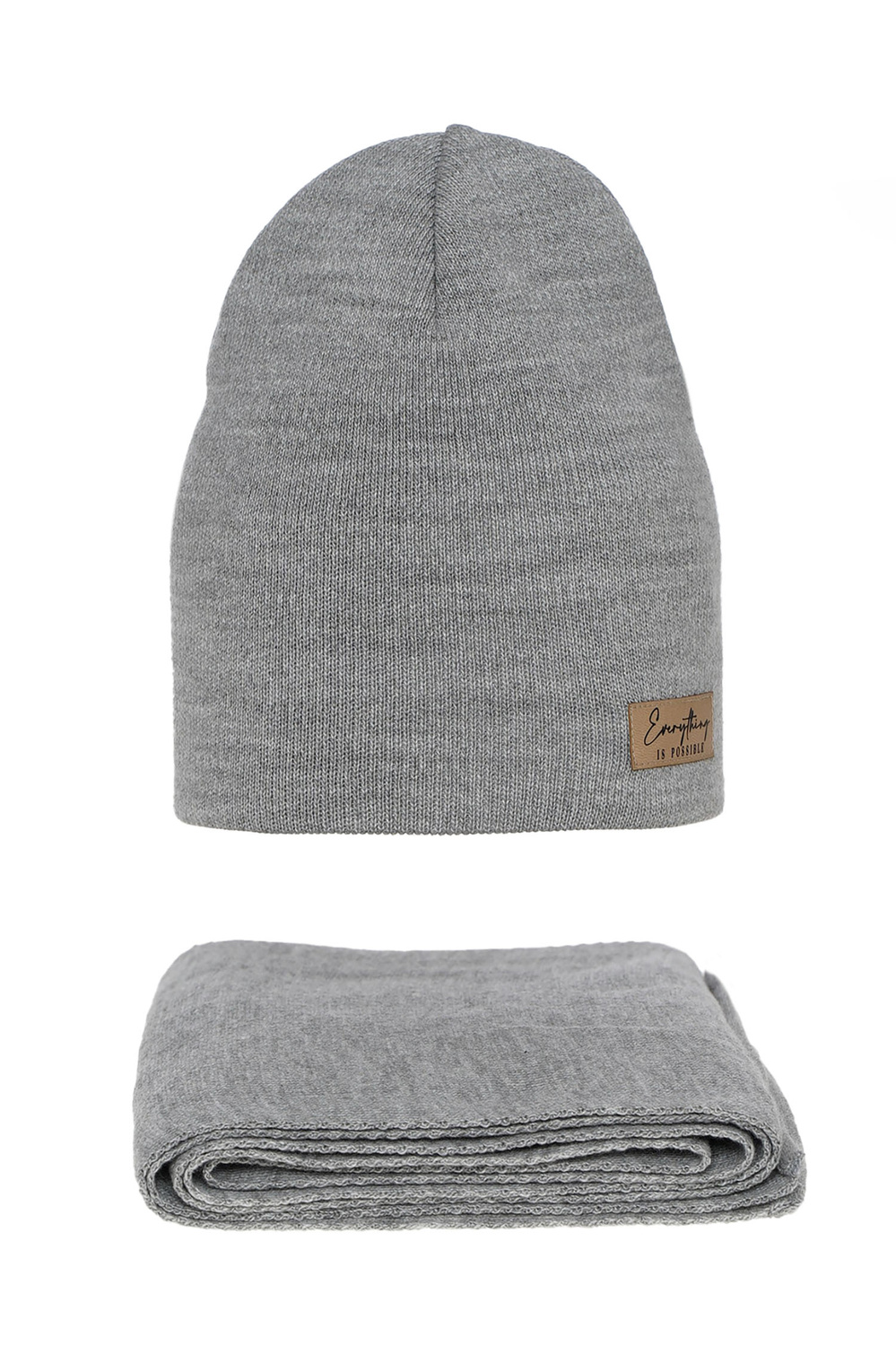 Set autunno/primavera donna: berretto e sciarpa, grigio, Zula