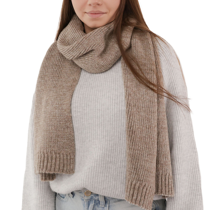 Sciarpa invernale donna, beige scuro, lana, Loretta