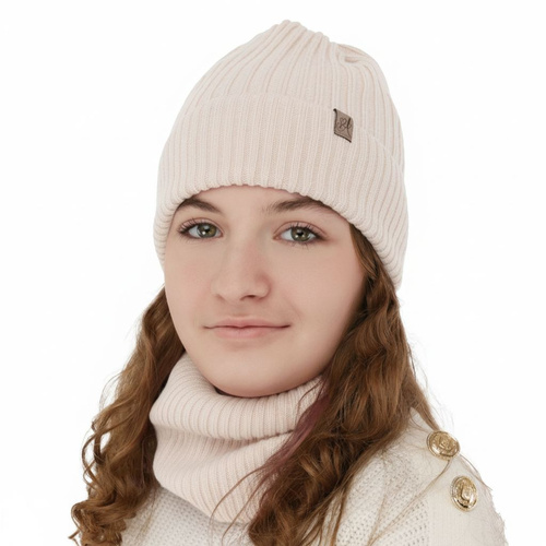 Set invernale bambina: berretto e scaldacollo, rosa chiaro, 100% Lana Merino, Patricia