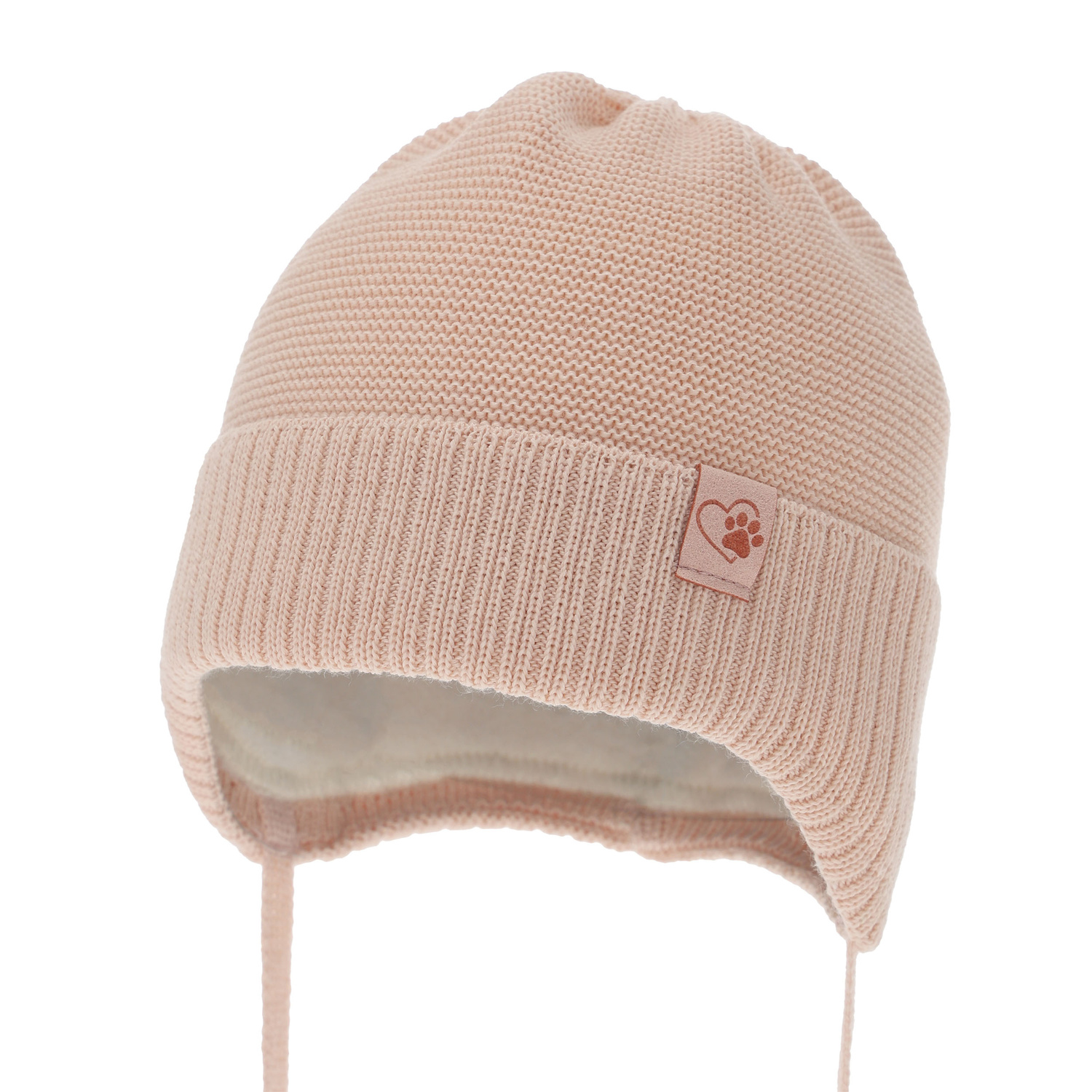 Berretto invernale bambina, morelowa, con lacci, 100% Lana Merino, Dari