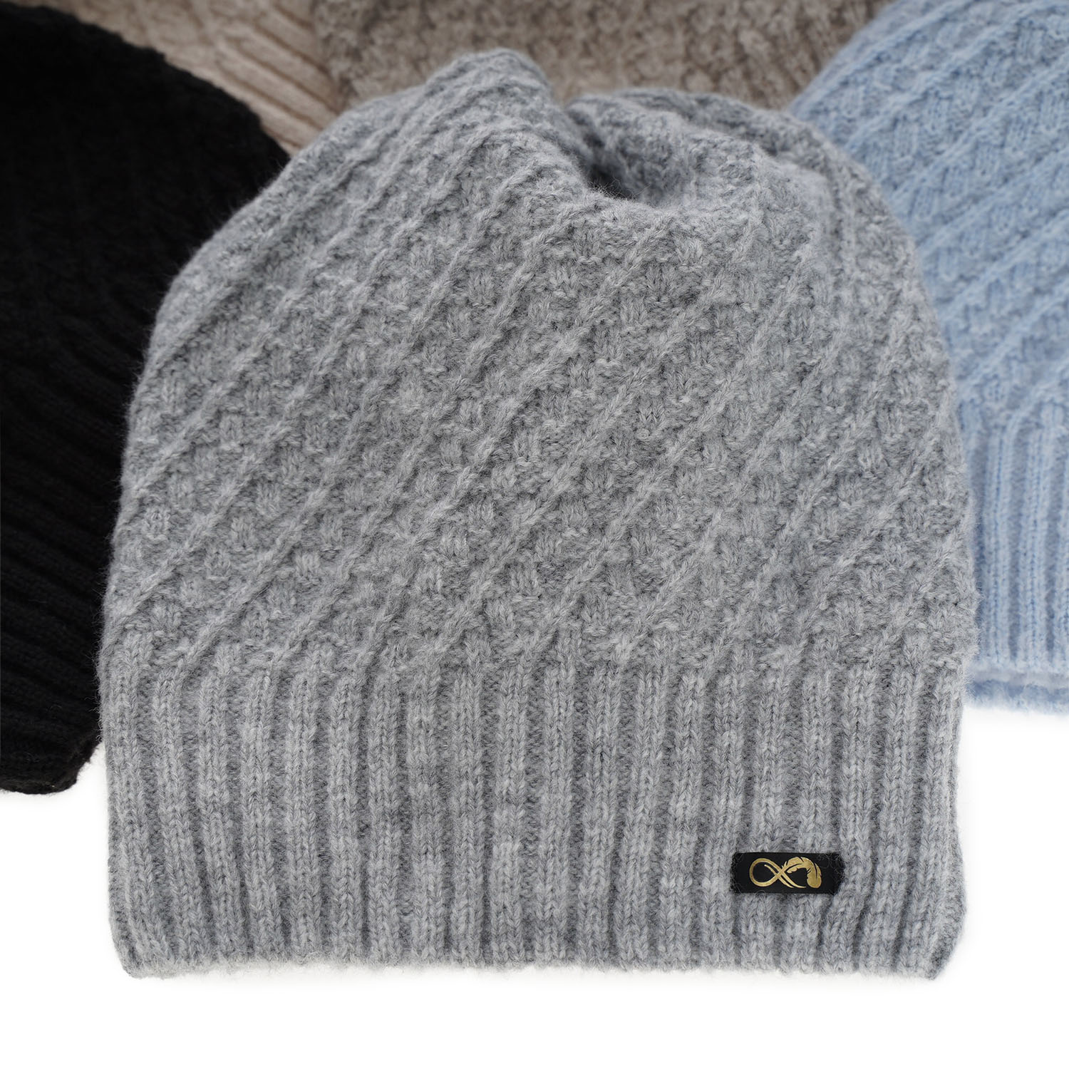 Berretto invernale donna, miele, 100% Lana Merino, Misha