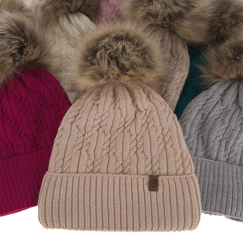 Berretto invernale donna, rosa, 100% Lana Merino, Larida