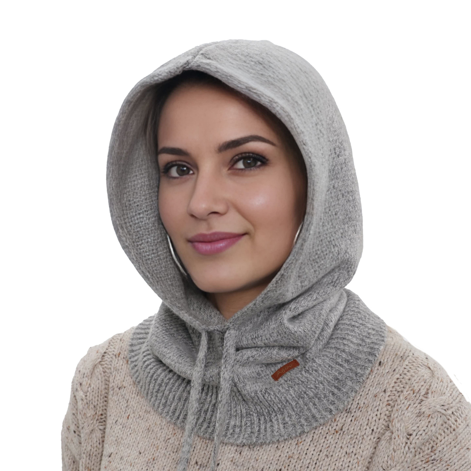 Passamontagna invernale donna, grigio chiaro, Elizabeth