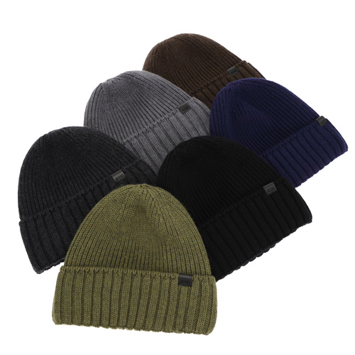 Berretto invernale uomo, marrone, 100% Lana Merino, senza cuciture, Bruner