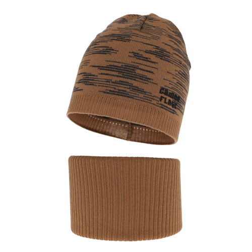 Set autunno/primavera bambino: berretto e scaldacollo, con cotone, marrone, Carter