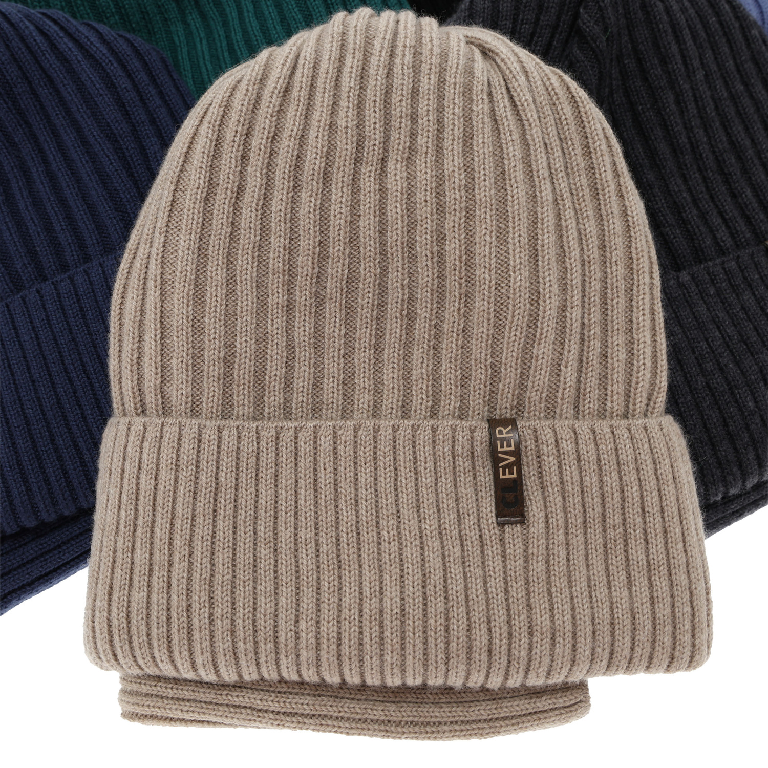 Set invernale bambino: berretto e scaldacollo, blu scuro, 100% Lana Merino, Gizmo