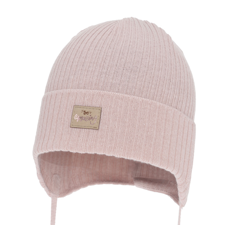 Berretto autunno/primavera bambina, rosa, con lacci, con cotone, Tindra