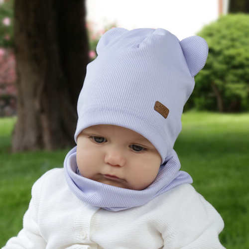 Set autunno/primavera bambina: berretto e scaldacollo, di cotone, crema Georgea