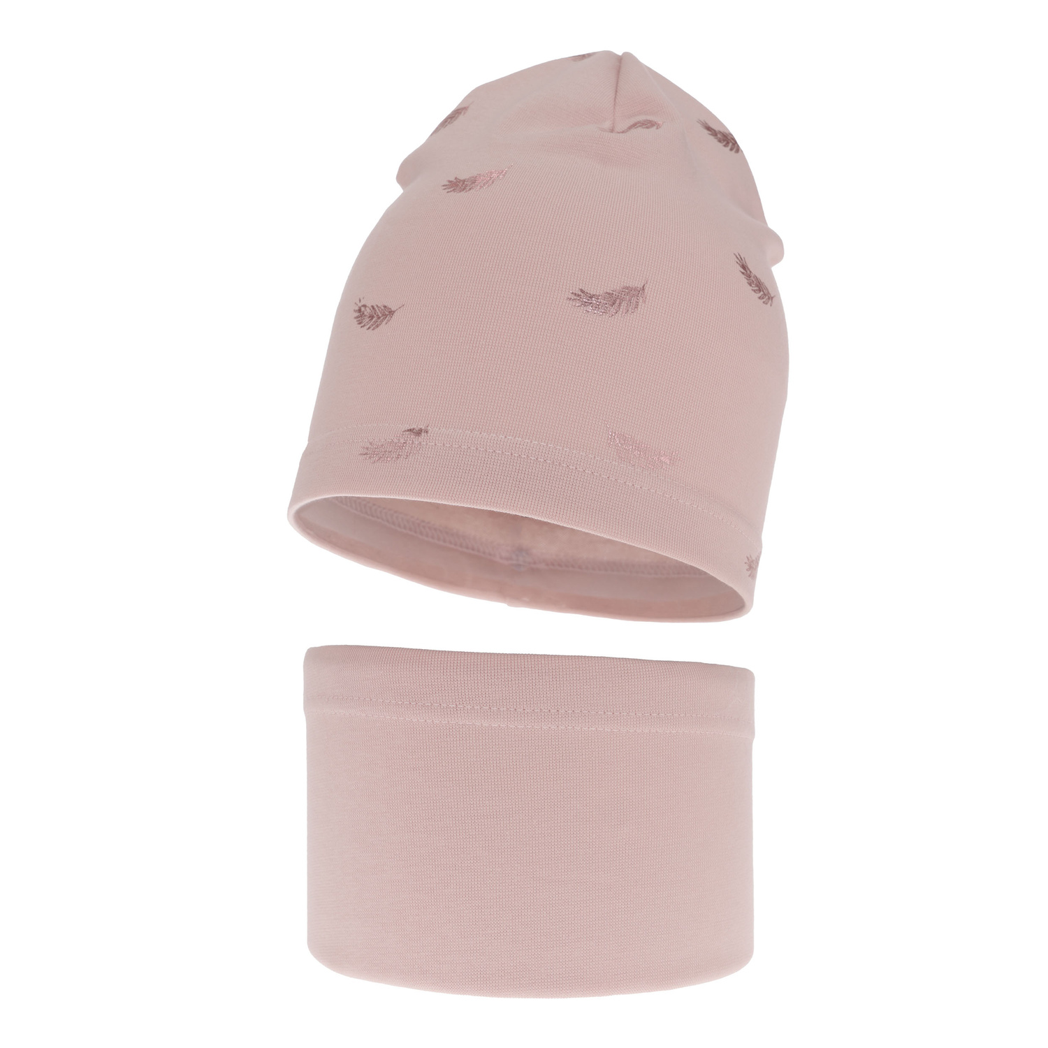 Set autunno/primavera bambina: berretto e scaldacollo, rosa, in cotone, Florena