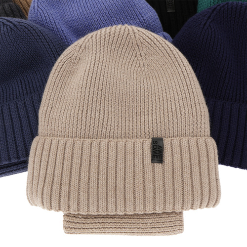 Set invernale bambino: berretto e scaldacollo, 100% Lana Merino, foderato in lana Merino, grigio Harbin