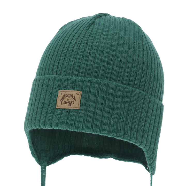 Berretto autunno/primavera bambino, smeraldo, con lacci, con cotone, Fenris