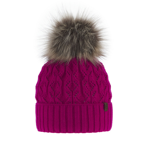 Berretto invernale donna, rosa, con pompon, Katty