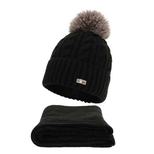 Set invernale donna: berretto e sciarpa, nero, Lunetta