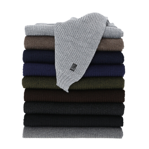 Sciarpa invernale uomo, khaki, con lana merino Algor