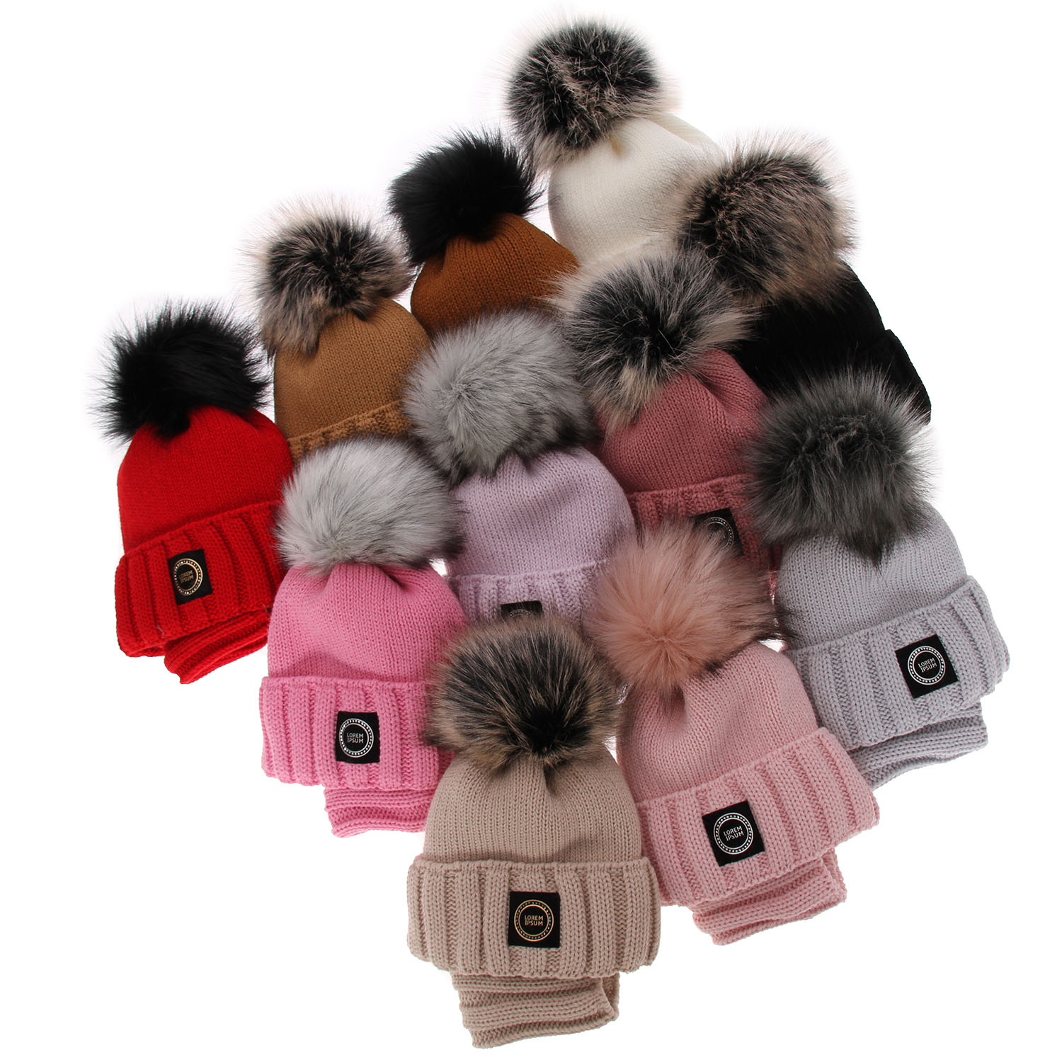 Set invernale bambina: berretto e scaldacollo, nero, con pompon, Hendi