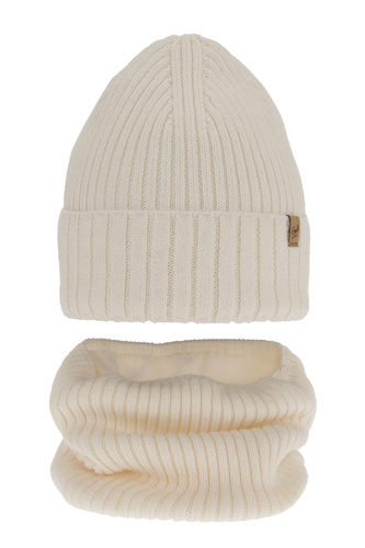 Set invernale bambina: berretto e scaldacollo, crema, 100% Lana Merino, Mesalia