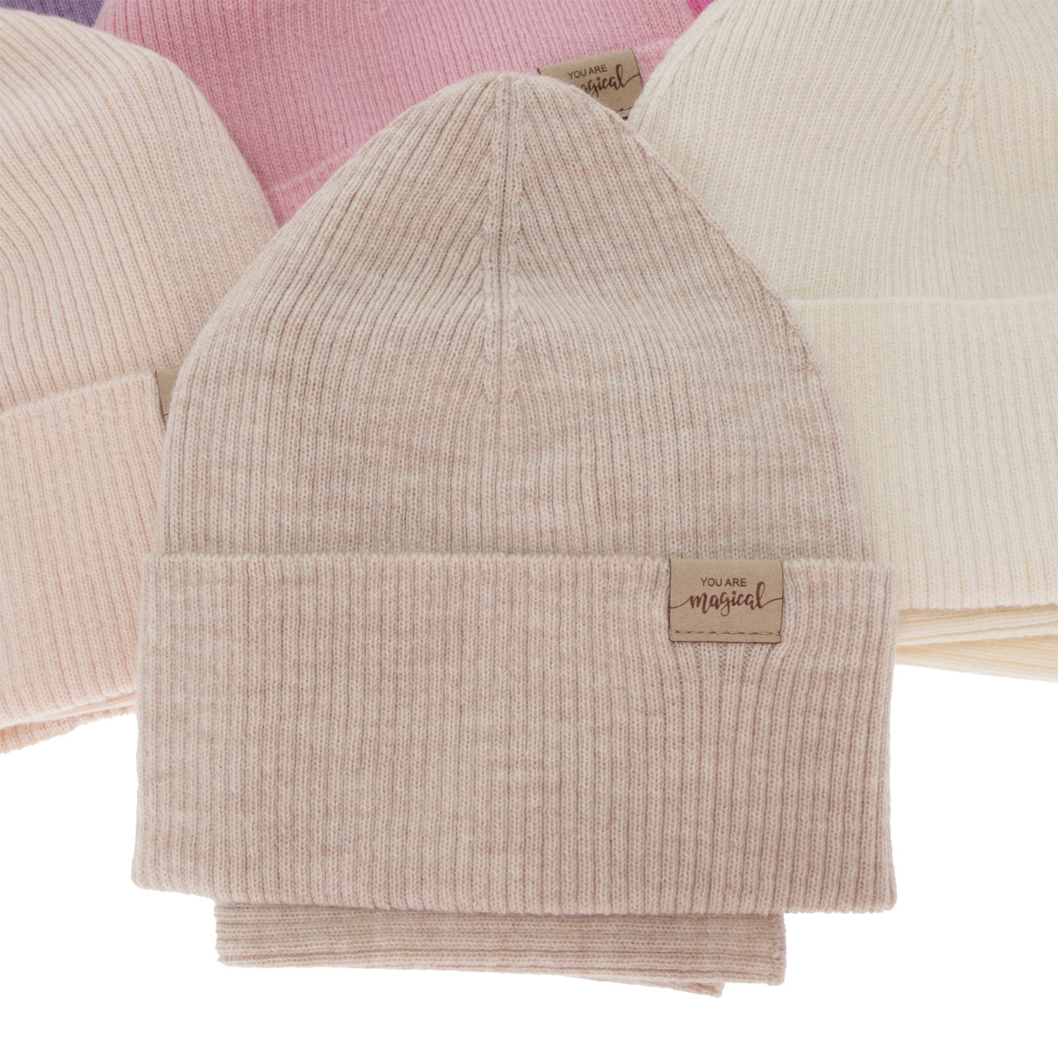 Set autunno/primavera bambina: berretto e scaldacollo, viola, 100% Lana Merino, Magenta