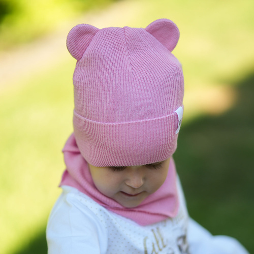 Set autunno/primavera bambina: berretto e scaldacollo, con cotone, nero, Kajra