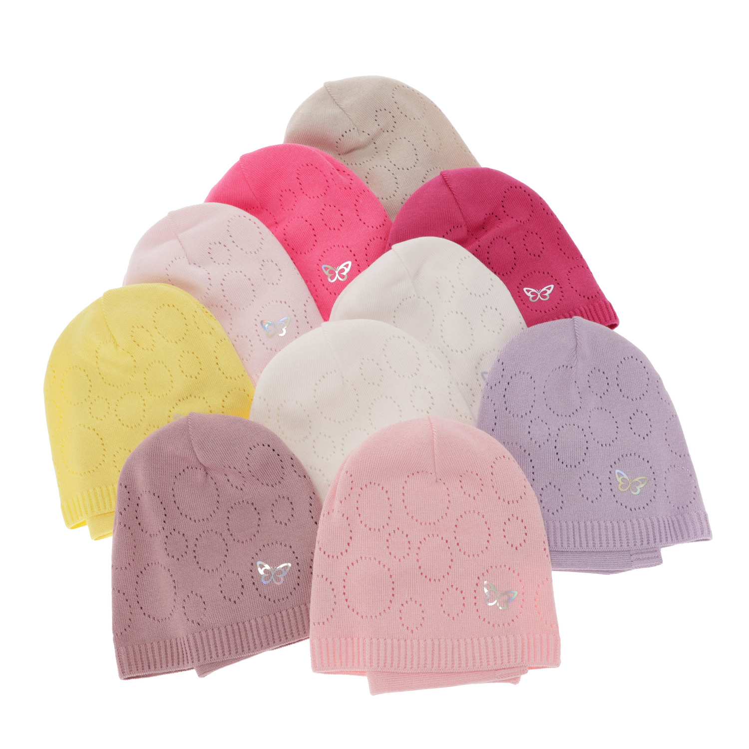 Set autunno/primavera bambina: berretto e scaldacollo, con cotone, crema, traforato, Amarilla