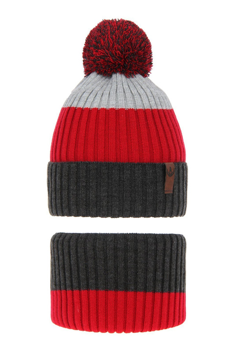 Set invernale bambino: berretto e scaldacollo, grigio, Karson