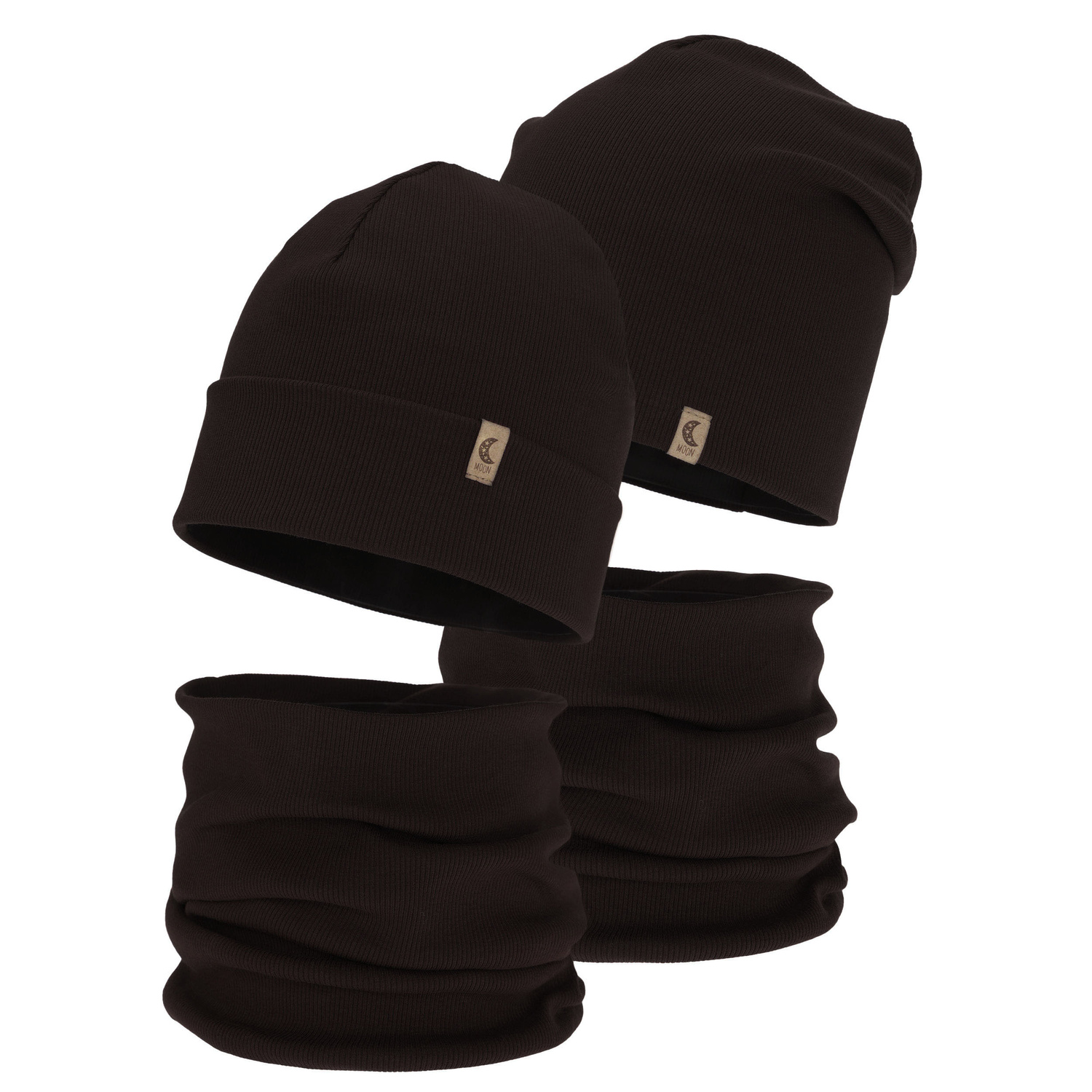 Set autunno/primavera bambina: berretto e scaldacollo, cotone, marrone scuro, Bravura