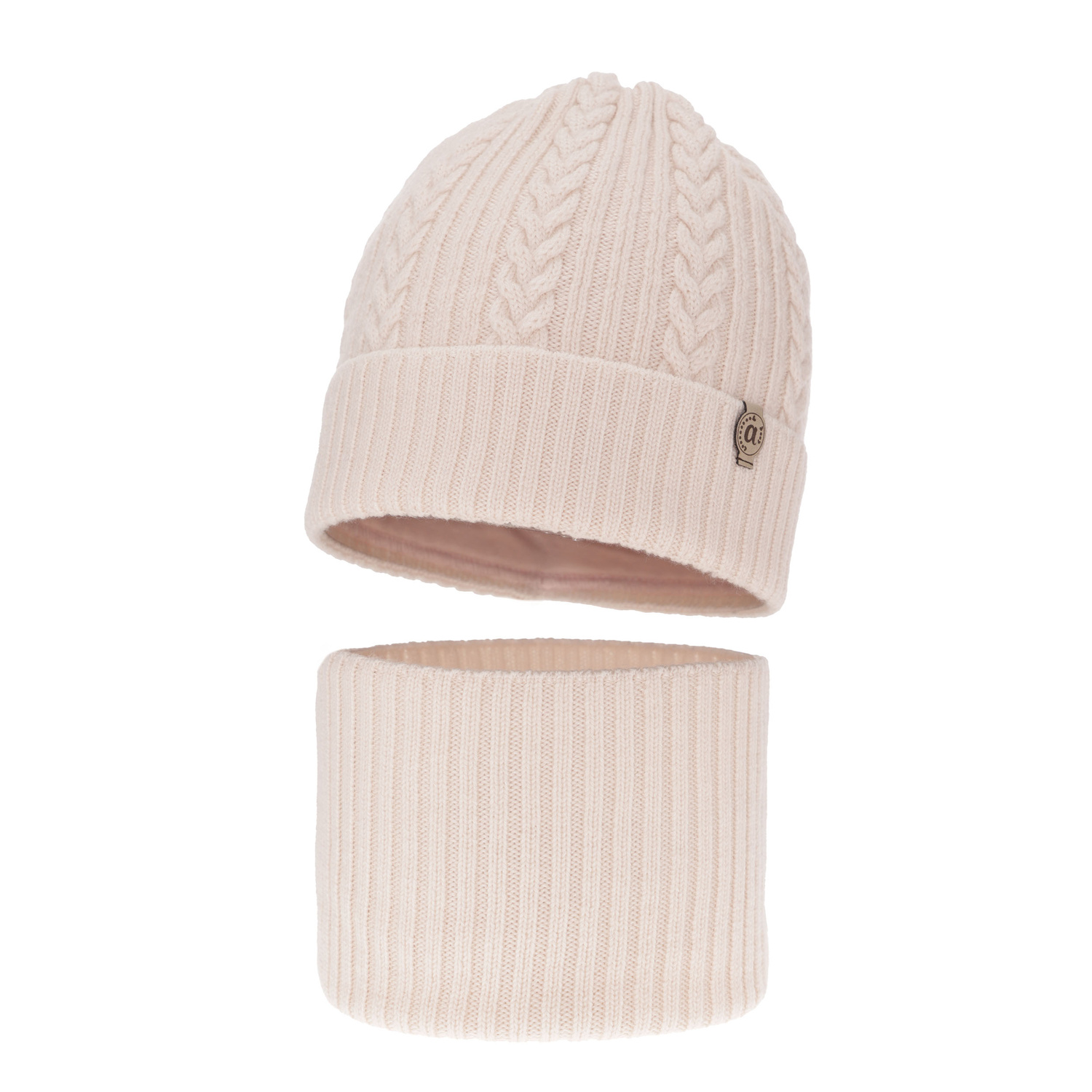 Set invernale bambina: berretto e scaldacollo, rosa chiaro, 100% Lana Merino, Jenny