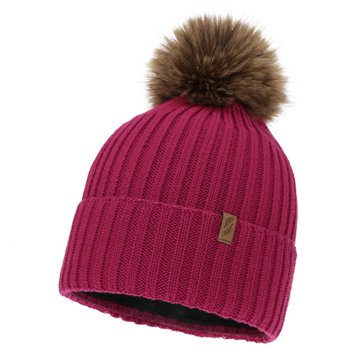 Berretto invernale donna, amaranto, con lana merino, Zamira