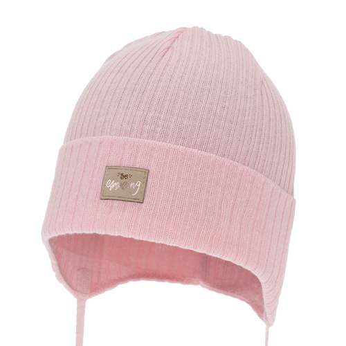 Berretto autunno/primavera bambina, rosa, con lacci, con cotone, Tindra