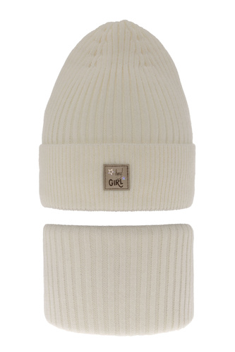 Set invernale bambina: berretto e scaldacollo, crema, Georgina