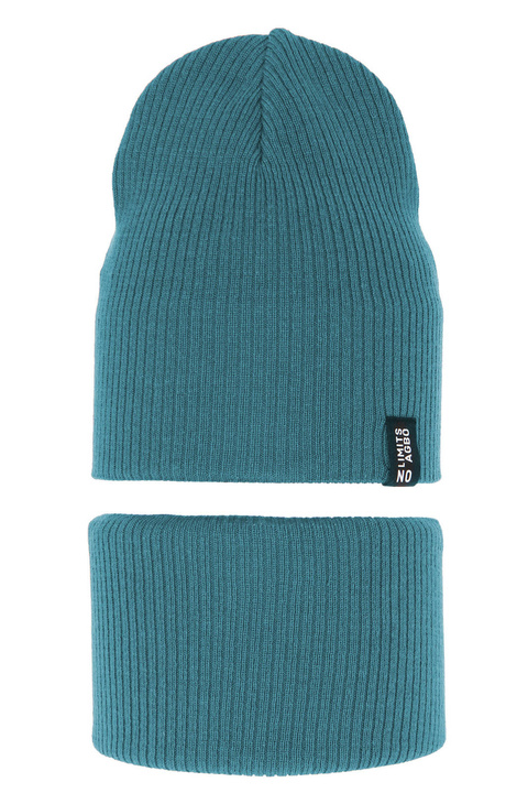 Set autunno/primavera bambino: berretto e scaldacollo, con cotone, blu, Tunis