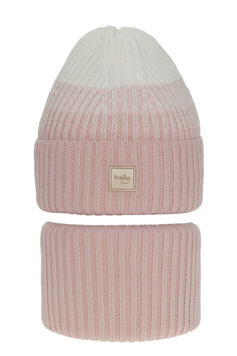 Set invernale bambina: berretto e scaldacollo, rosa, Tasha