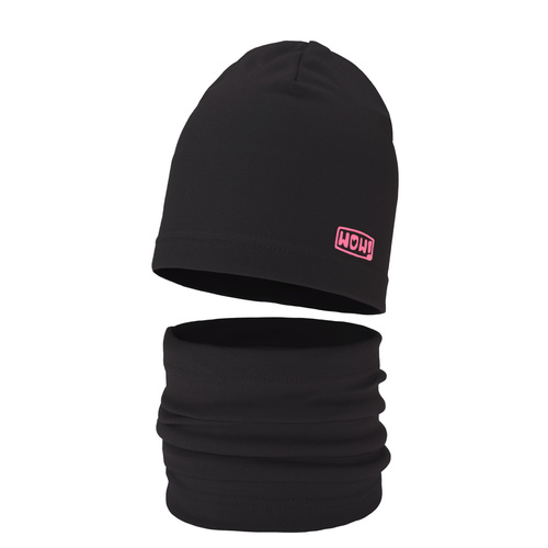 Set autunno/primavera bambina: berretto e scaldacollo, cotone, nero, Friza