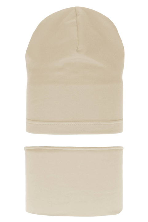 Set autunno/primavera bambina: berretto e scaldacollo, beige, in cotone, Hazelka