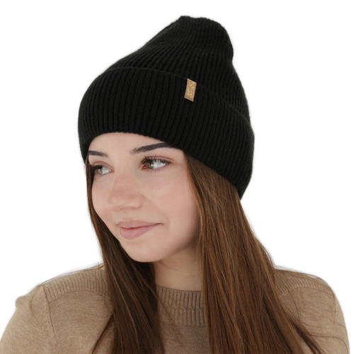 Berretto invernale donna, nero, con lana merino, Tahoe