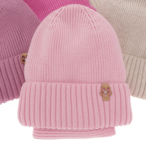 Set invernale bambina: berretto e scaldacollo, amarantowy, 100% Lana Merino, Nelita