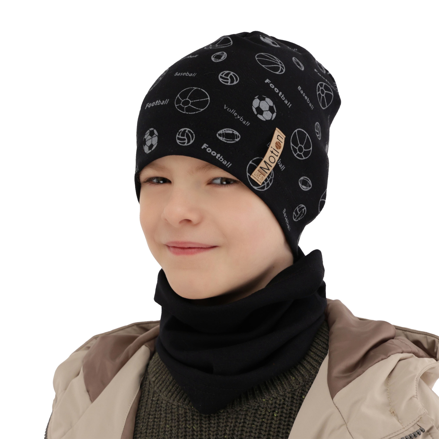 Set autunno/primavera bambino: berretto e scaldacollo, blu, in cotone, Paolo