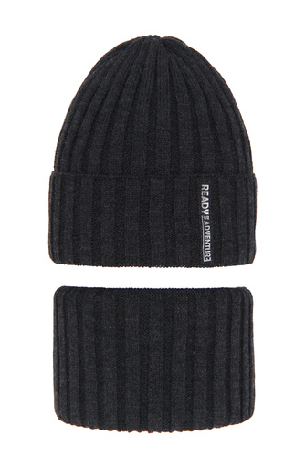 Set invernale bambino: berretto e scaldacollo, grigio scuro, Livido