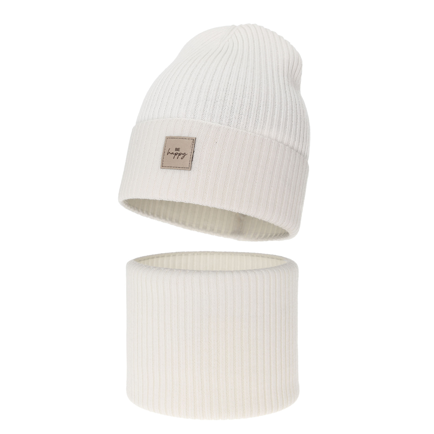 Set autunno/primavera bambina: berretto e scaldacollo, bianco, 100% Lana Merino, Vanita