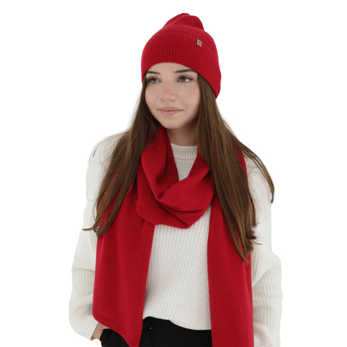 Sciarpa invernale donna, rossa, lana merino con cashmere, Irenia