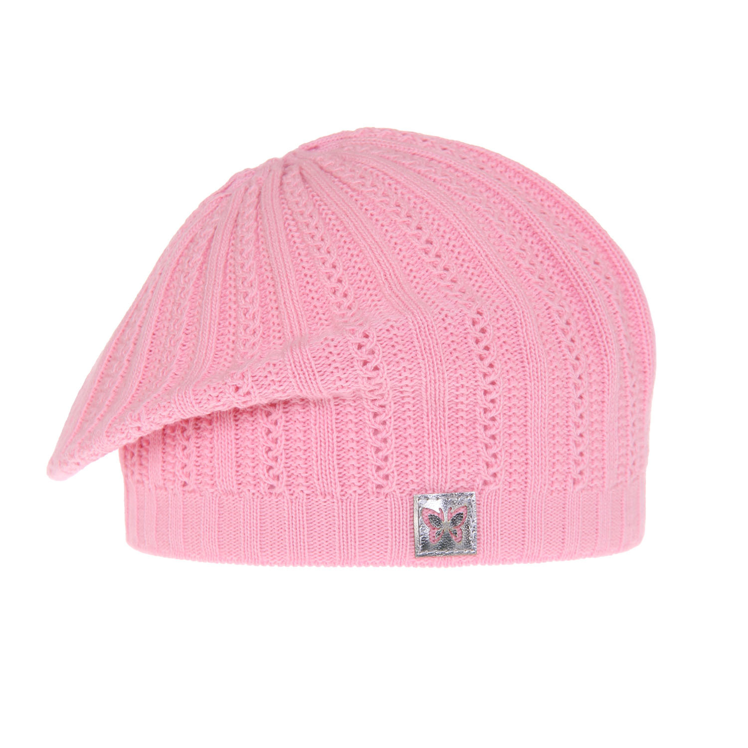 Berretto autunno/primavera bambina, rosa, a traforato, Luina