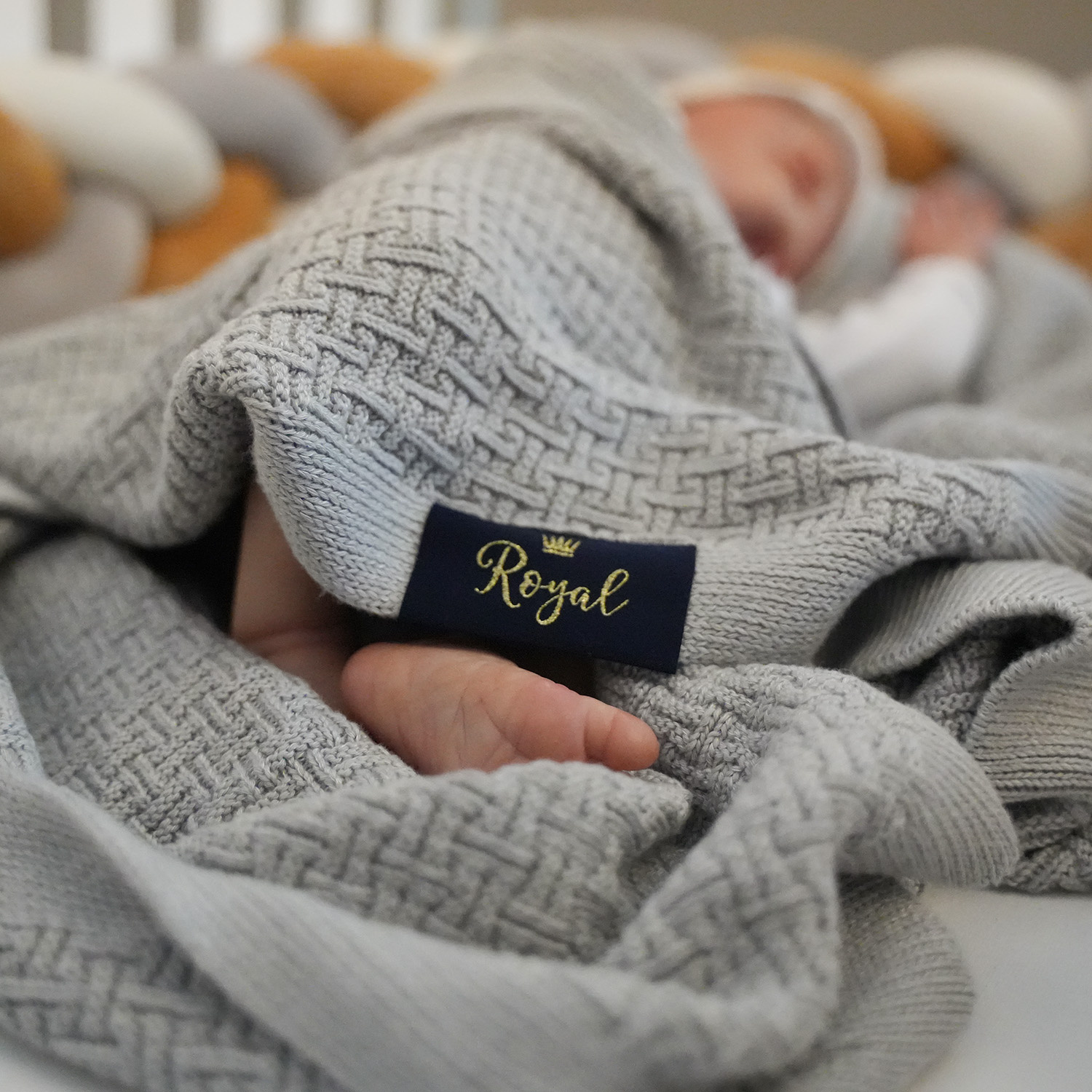 Coperta bambù-cotone per neonato, grigia, delicata, Pony