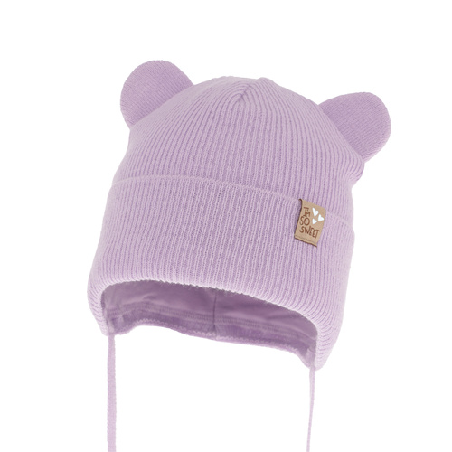Berretto autunno/primavera bambina, viola, con lacci, Noemi